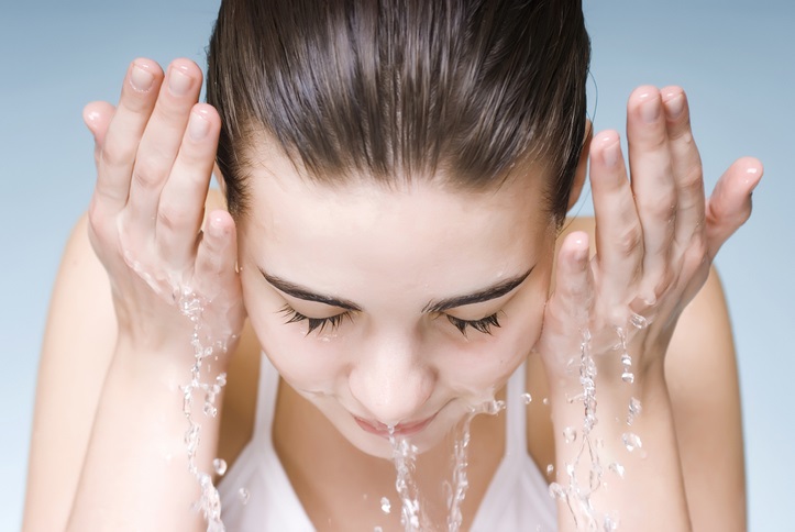 Acne on face and washing